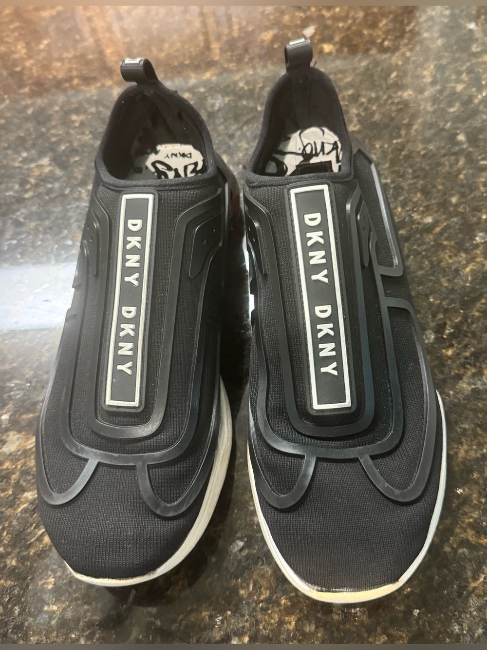 DKNY Black Slip-On Logo-Panel Men’s Sneakers